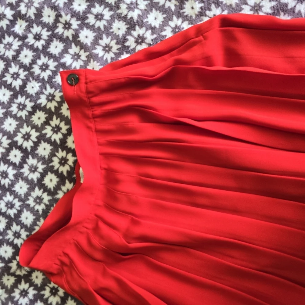 Liz Claiborne Red Pleated Midi Skirt Night Out - Picture 5 of 11